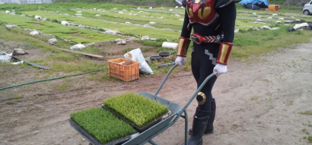 秋田弁炸裂のTwitterが大人気！ 田植えもこなすご当地ヒーロー 「超神ネイガー」