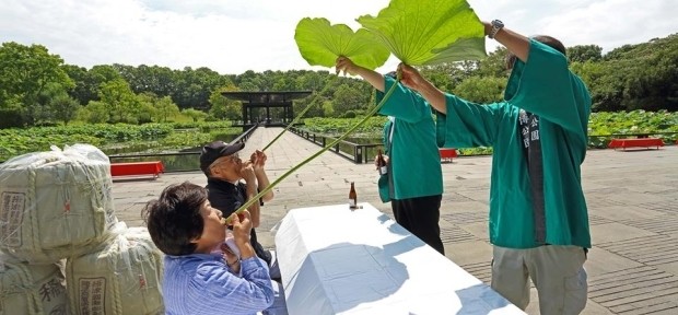 暑気払いのハスのストロー 「象鼻杯（ぞうびはい）」を 大阪の万博公園で体験しよう！