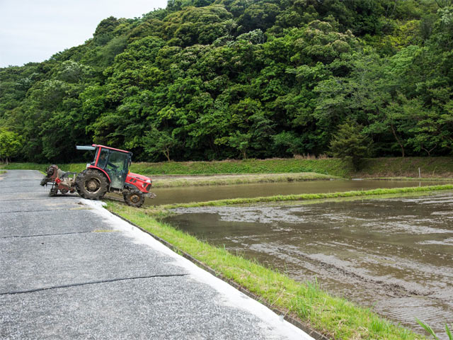 重機を入れて代掻き