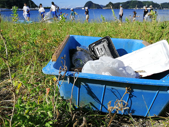 ビーチクリーンで集められたプラスチックゴミ