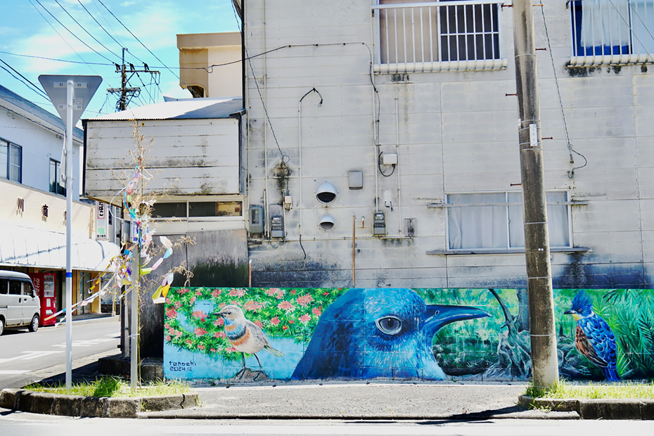 天城町平土野の街のアートプロジェクト。外壁がキャンパスになっている。