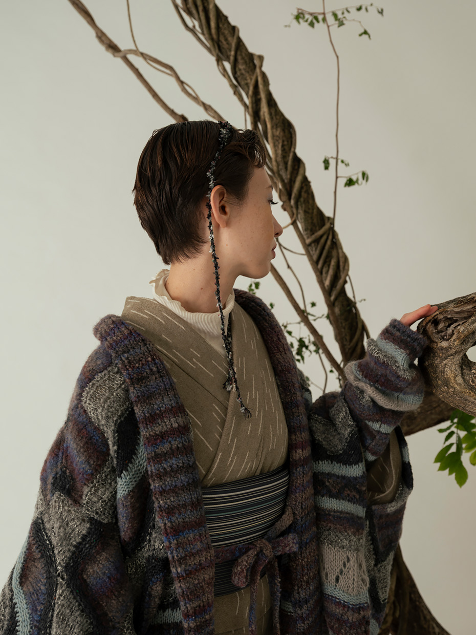 羽織 / Fair Isle knit: purple／71,500円