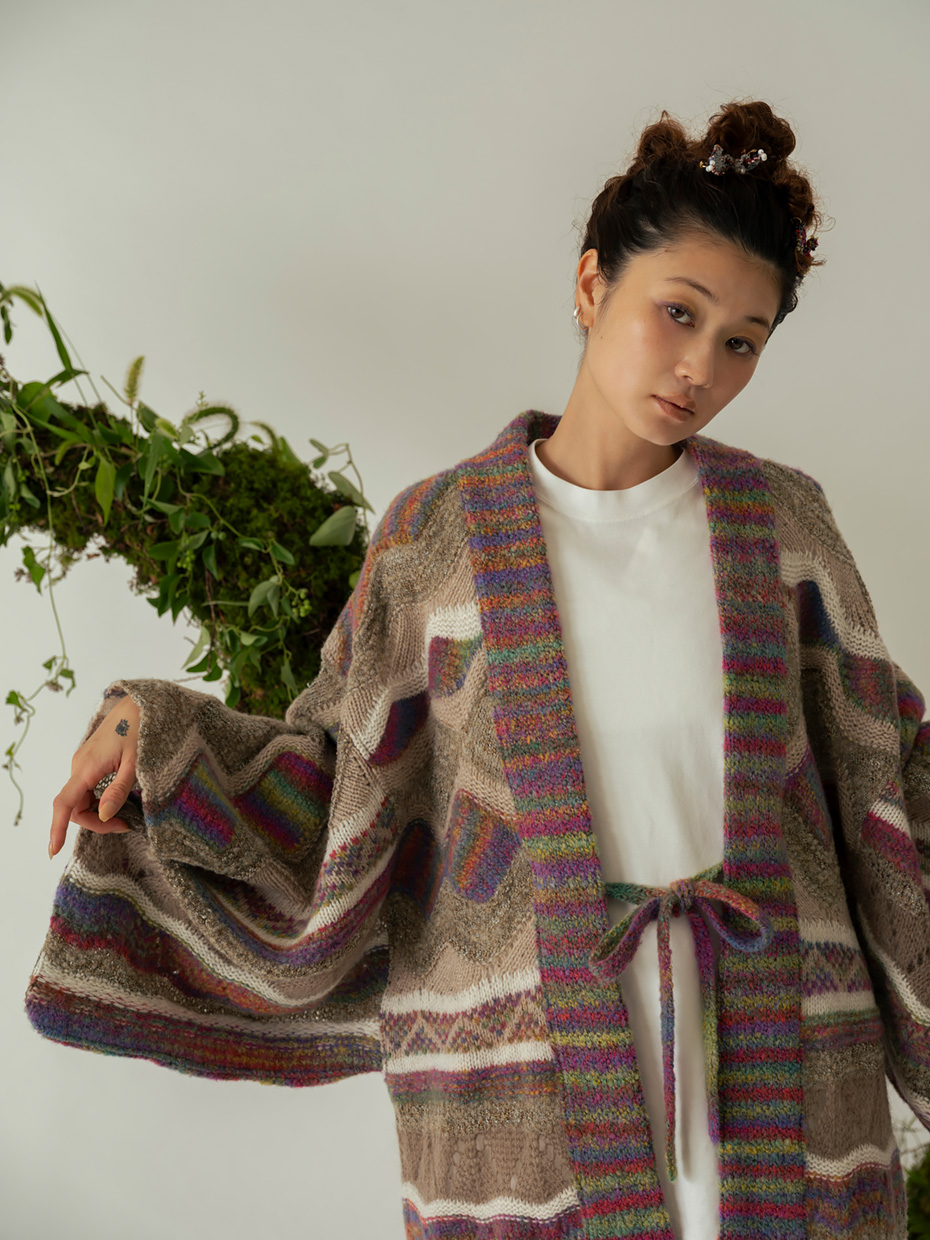 羽織 / Fair Isle knit: pink／71,500円