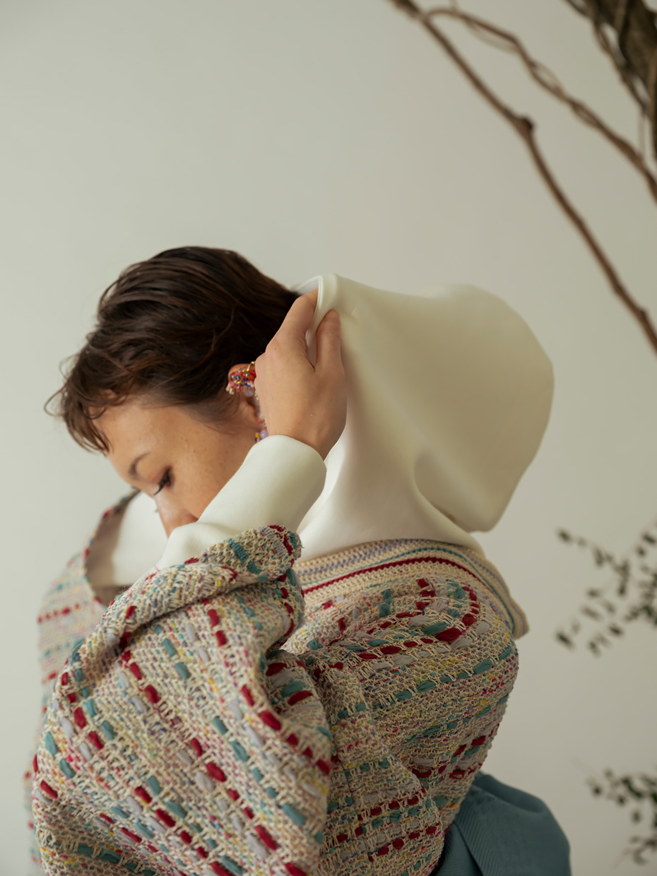 ゆかた / インレイ編みニット: ecru／99,000円（税込）