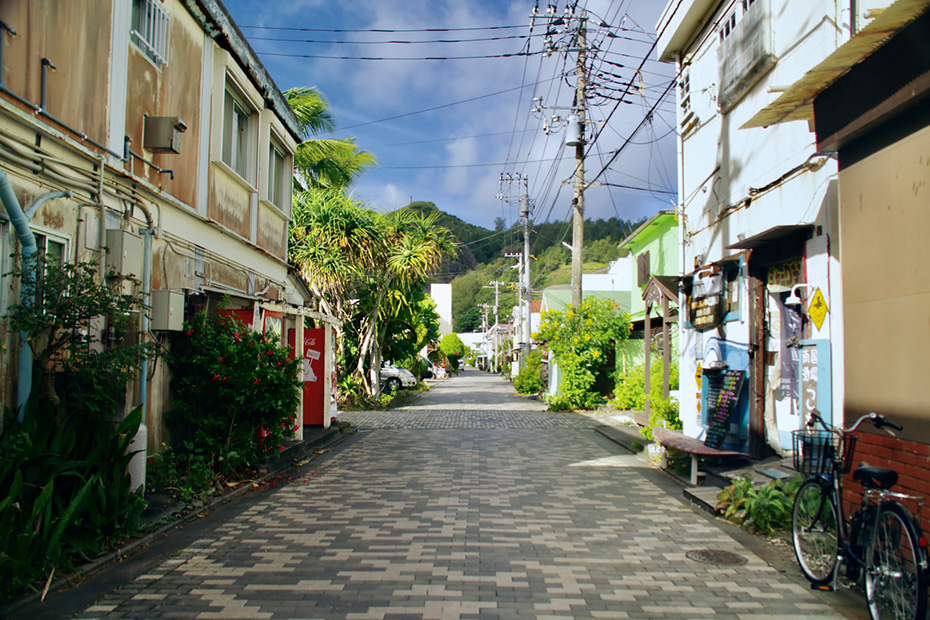父島・二見の街並み。