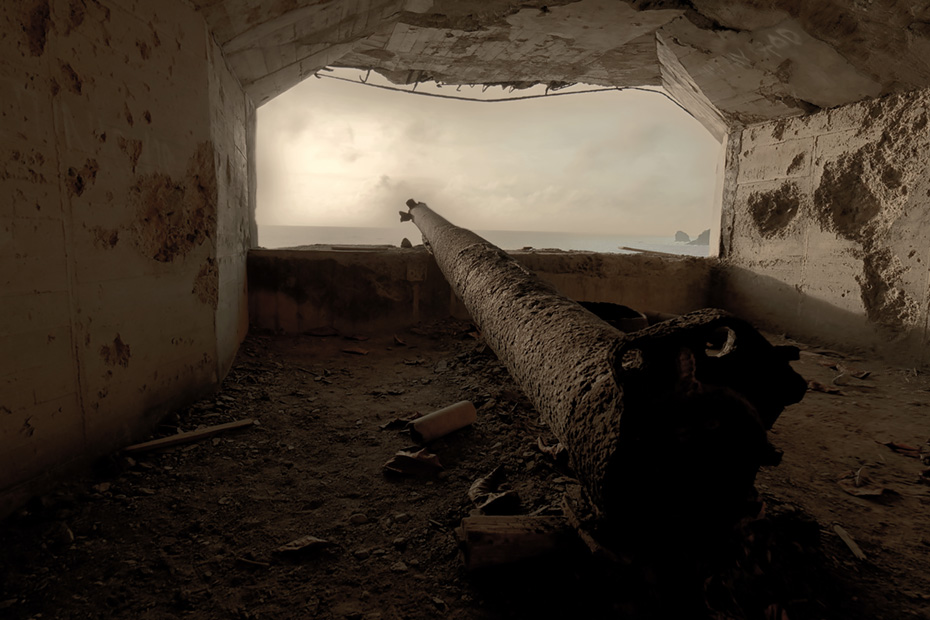 小港平射砲台。戦跡ツアーに参加すると観ることが出来る。