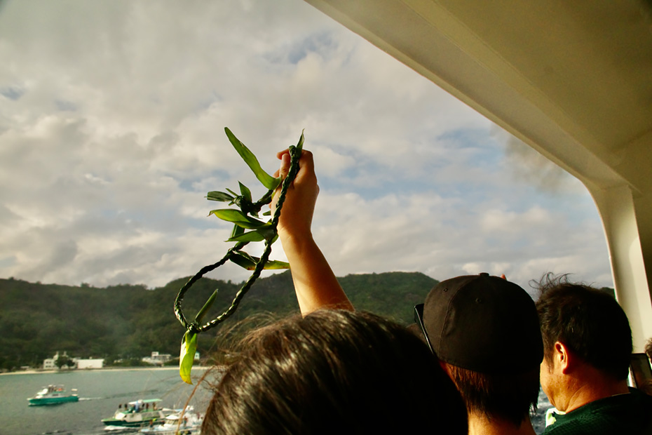 乗客はレイを投げる