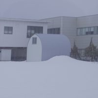 雪の残る長岡市内